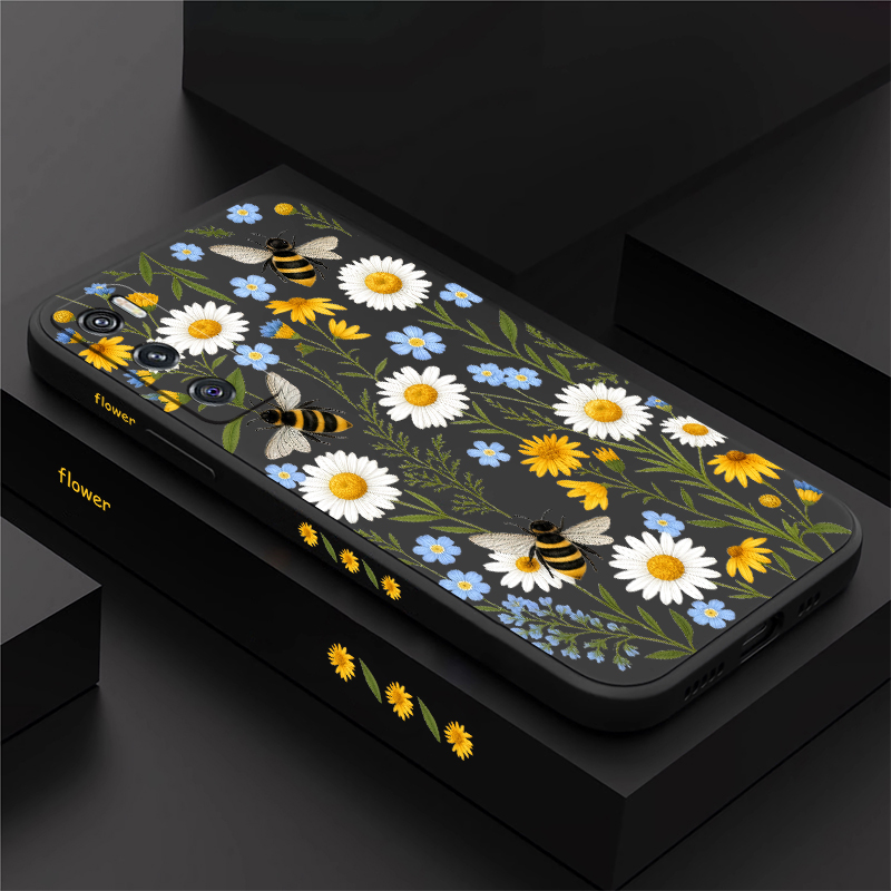 Vivo V40 - Cute Bee Floral Pattern Case For