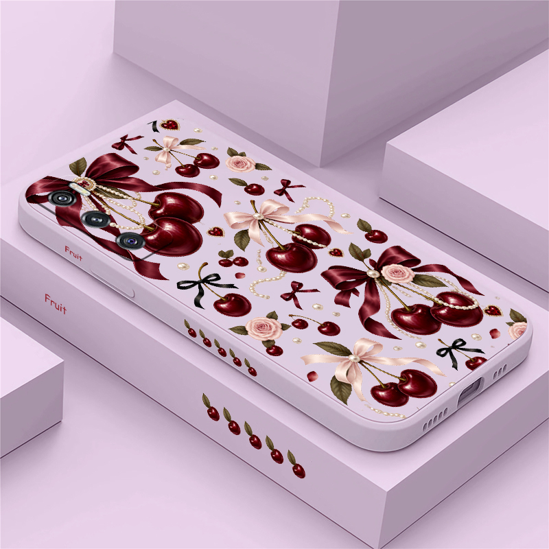 Vivo V40 - Pink Bow Tie Red Cherry Case