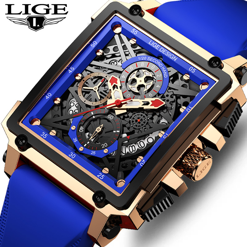 LIGE Men's Sports Chronograph  - Silicone Band Replacement ulasan dan harga