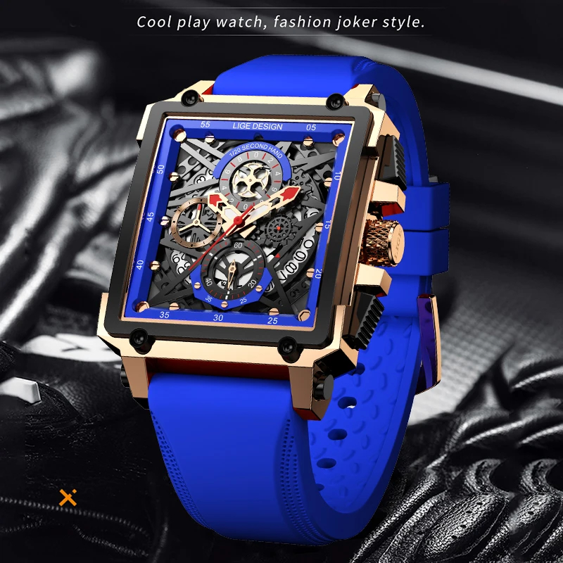 LIGE Men's Sports Chronograph  - Silicone Band Replacement ulasan dan harga