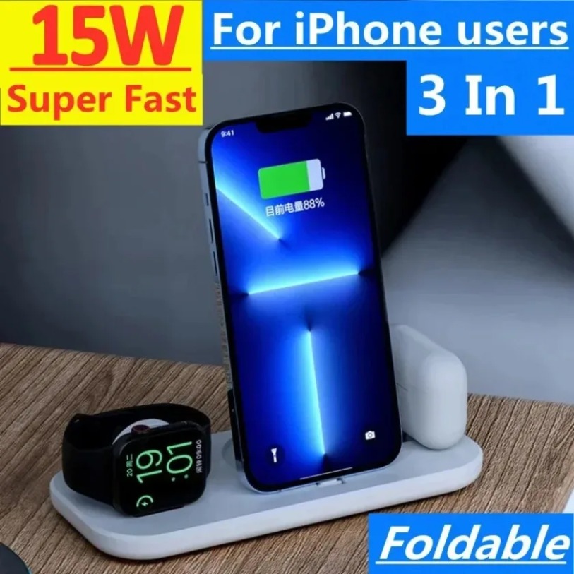 3 In 1 Wireless Charger Stand  - Smartwatch X12 ulasan dan harga